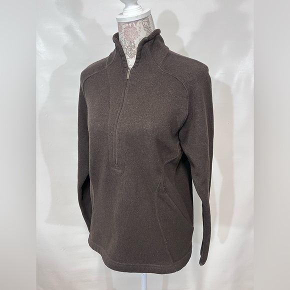 LANDS END Brown mock neck 1/4 zip sweater size 10-12.‎ - Picture 4 of 12